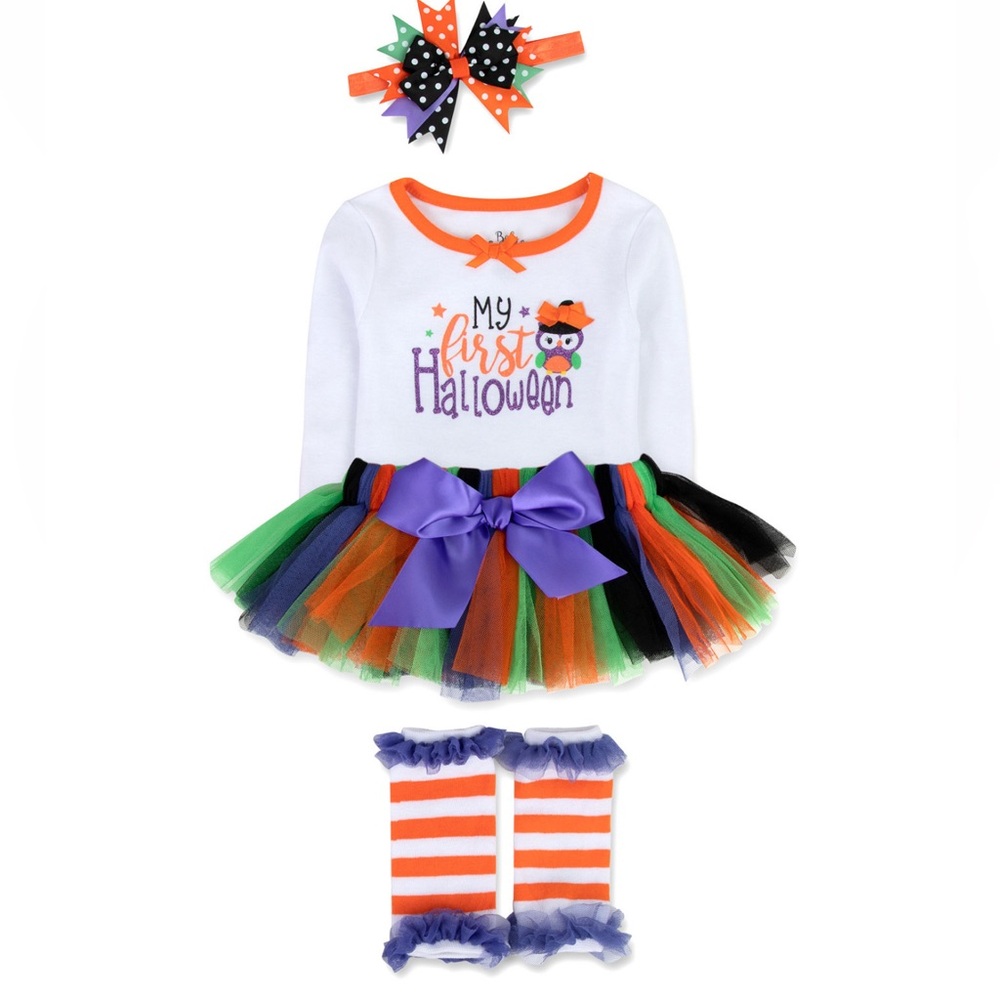 Baby Essentials Baby Girls First Halloween Tutu 4 Piece Set NEW Size 3 Months